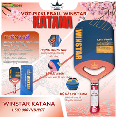 Vợt Pickleball Winstar Katana Carbon Fiber Grain - Màu Đỏ