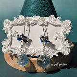  Bông tai Aquamarine - Đồng điếu Bình an 