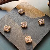  Charm đồng - Charm hộp Cỏ 4 lá tím 