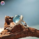  Nhẫn đá Aquamarine xanh biển sâu 