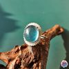 Nhẫn đá Aquamarine xanh biển sâu