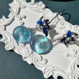  Bông tai Aquamarine - Đồng điếu Bình an 