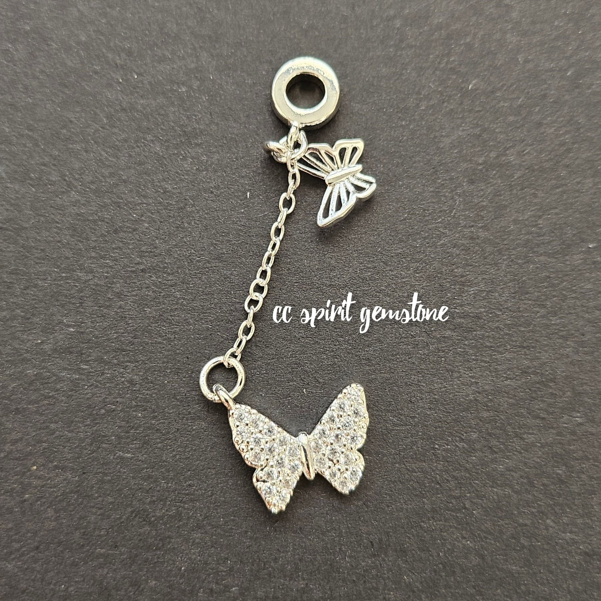  Charm đồng - Charm tòn teng Bướm đôi 