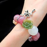  Vòng đá Thạch anh hồng thiết kế - Đóa hồng cuối năm 