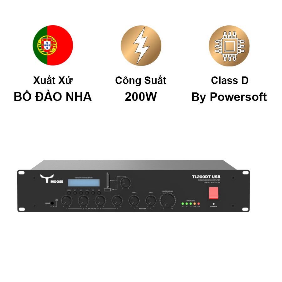 Cục Đẩy Công Suất MOOSE TL200DT USB