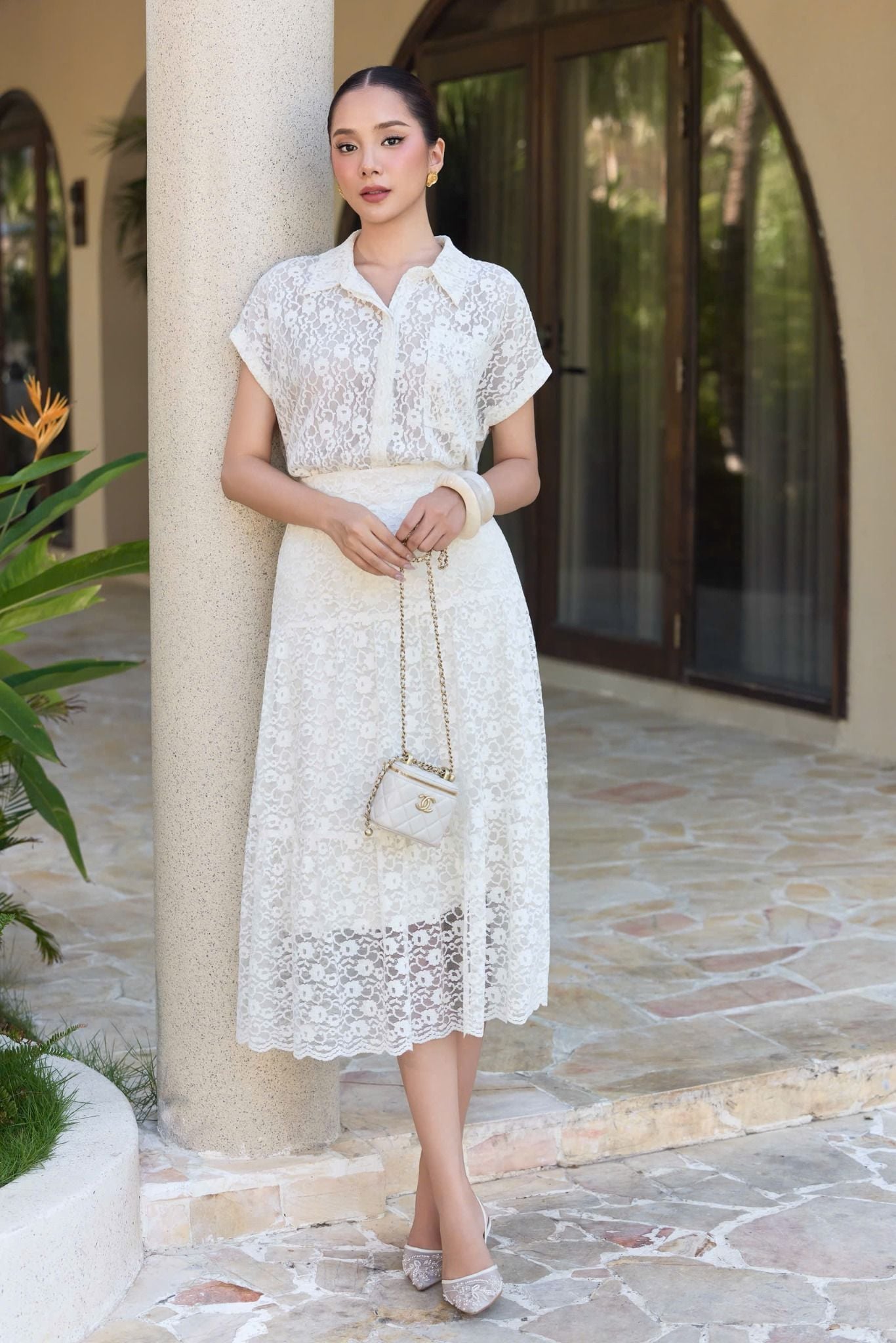  CHÂN VÁY REN XẾP NHÚN 