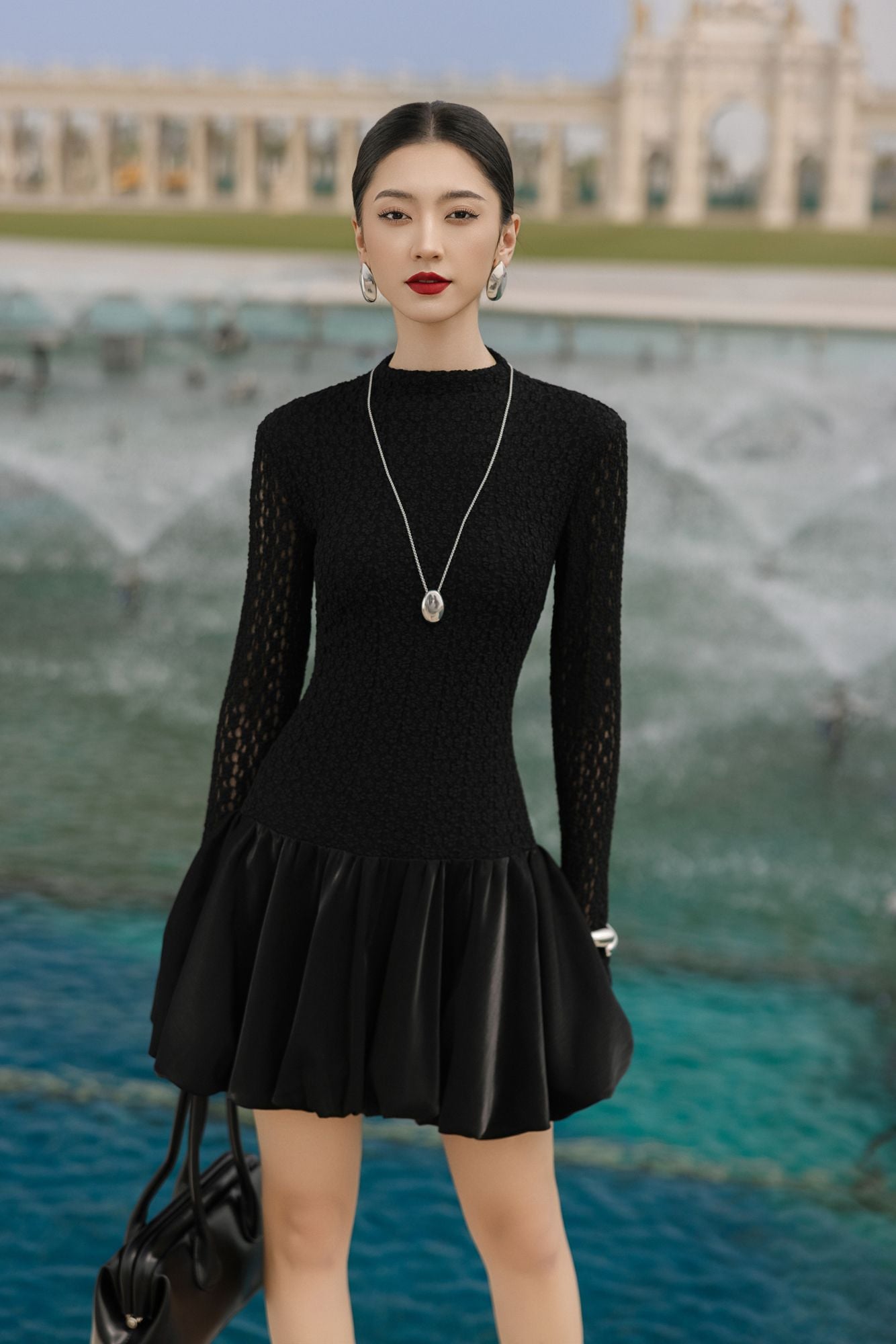  ĐẦM DÀI TAY REN PHỐI CHÂN BOOM 