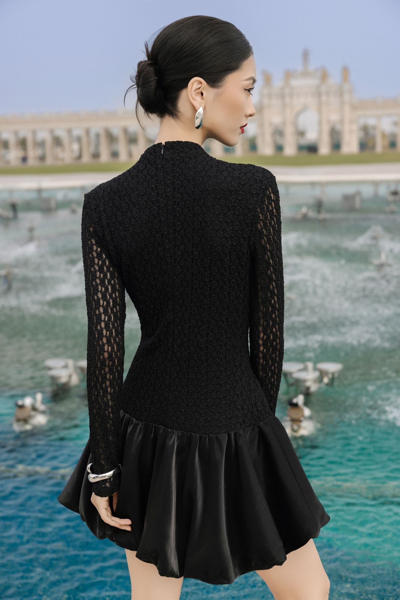  ĐẦM DÀI TAY REN PHỐI CHÂN BOOM 