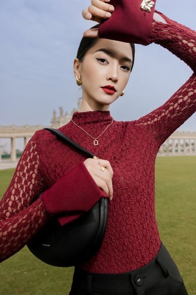  ÁO REN PHỐI MĂNG SÉC TAY 