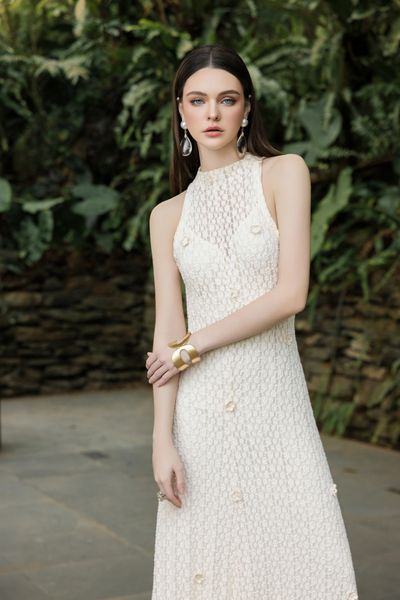  ĐẦM MAXI REN CỔ LEO SÁT NÁCH 