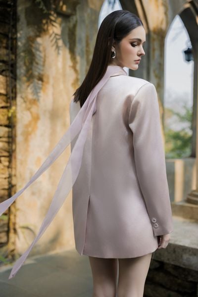  ÁO BLAZER LỤA VÂN CHÌM 