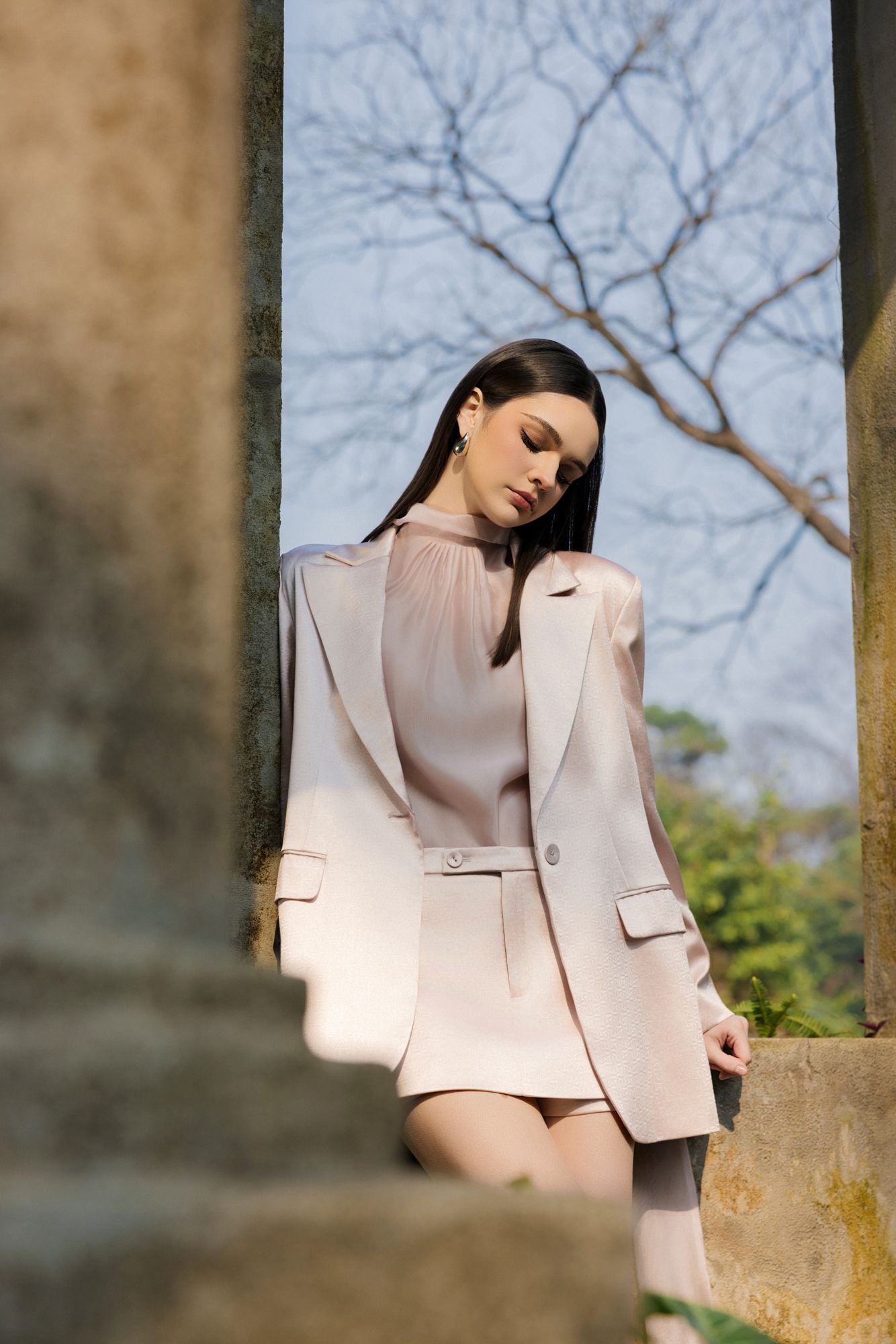  ÁO BLAZER LỤA VÂN CHÌM 