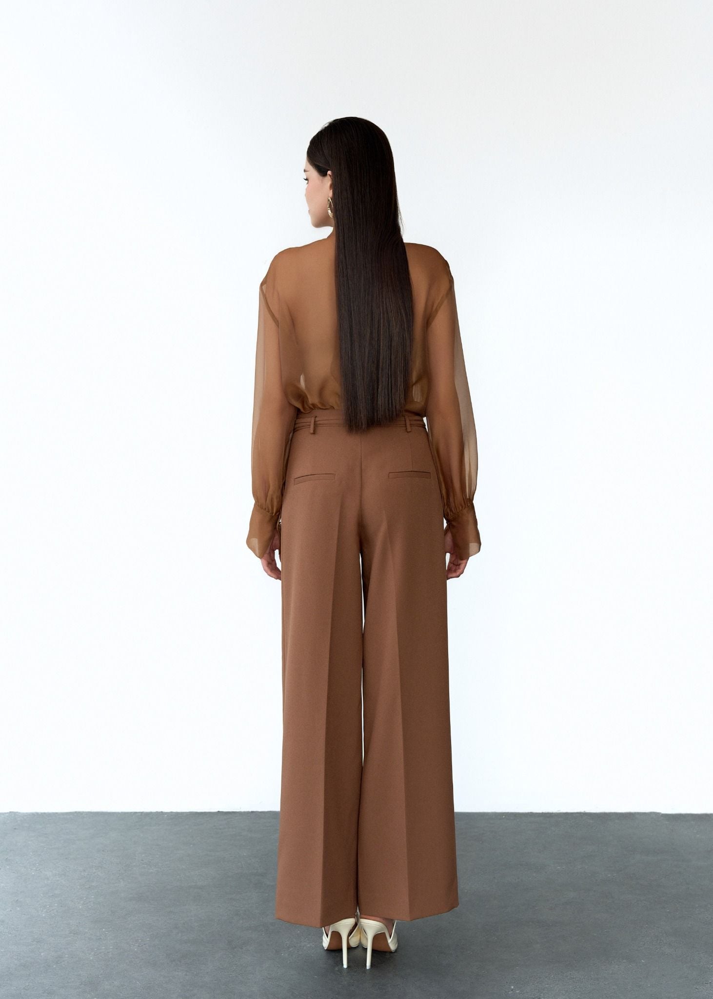  QUẦN DÀI ỐNG RỘNG LY SÚP BUỘC HOA NÂU 