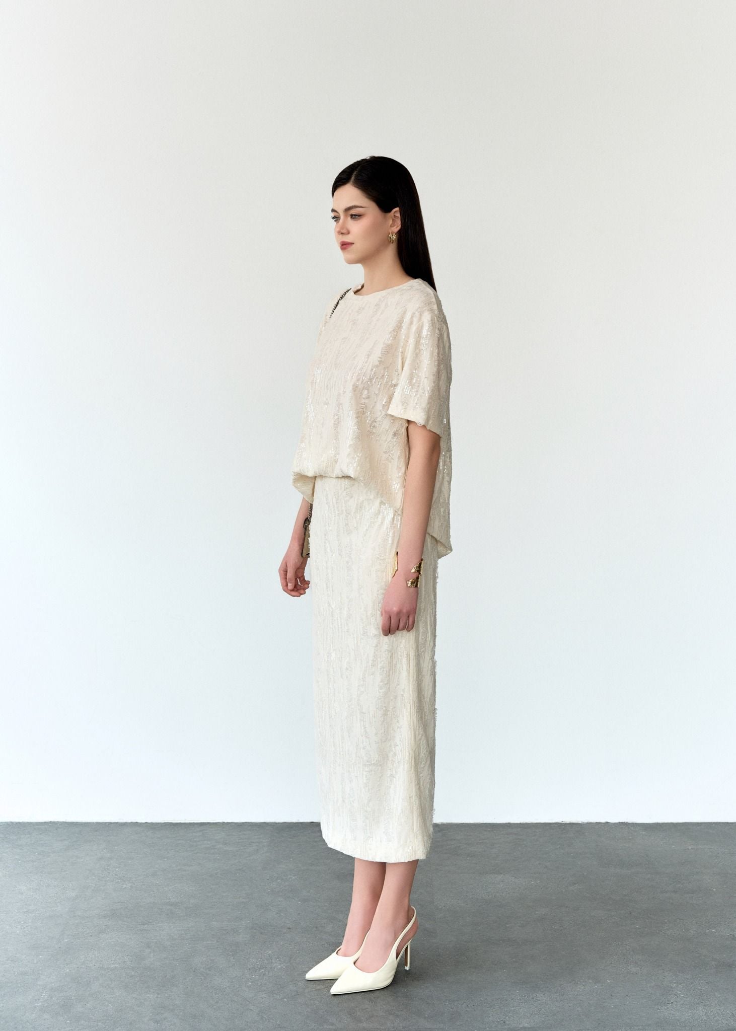  CHÂN VÁY BÚT CHÌ DÀI ĐÍNH SA QUIN 