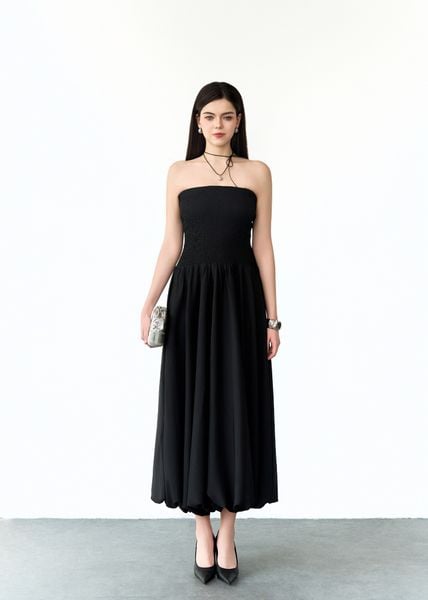  ĐẦM QUÂY SMOCKING CHÂN BOM ĐEN 