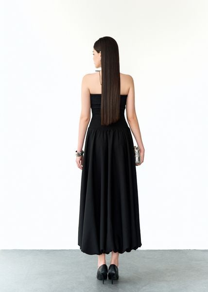  ĐẦM QUÂY SMOCKING CHÂN BOM ĐEN 