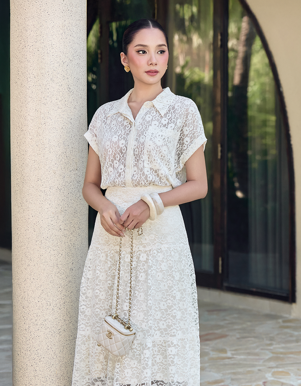  CHÂN VÁY REN XẾP NHÚN 