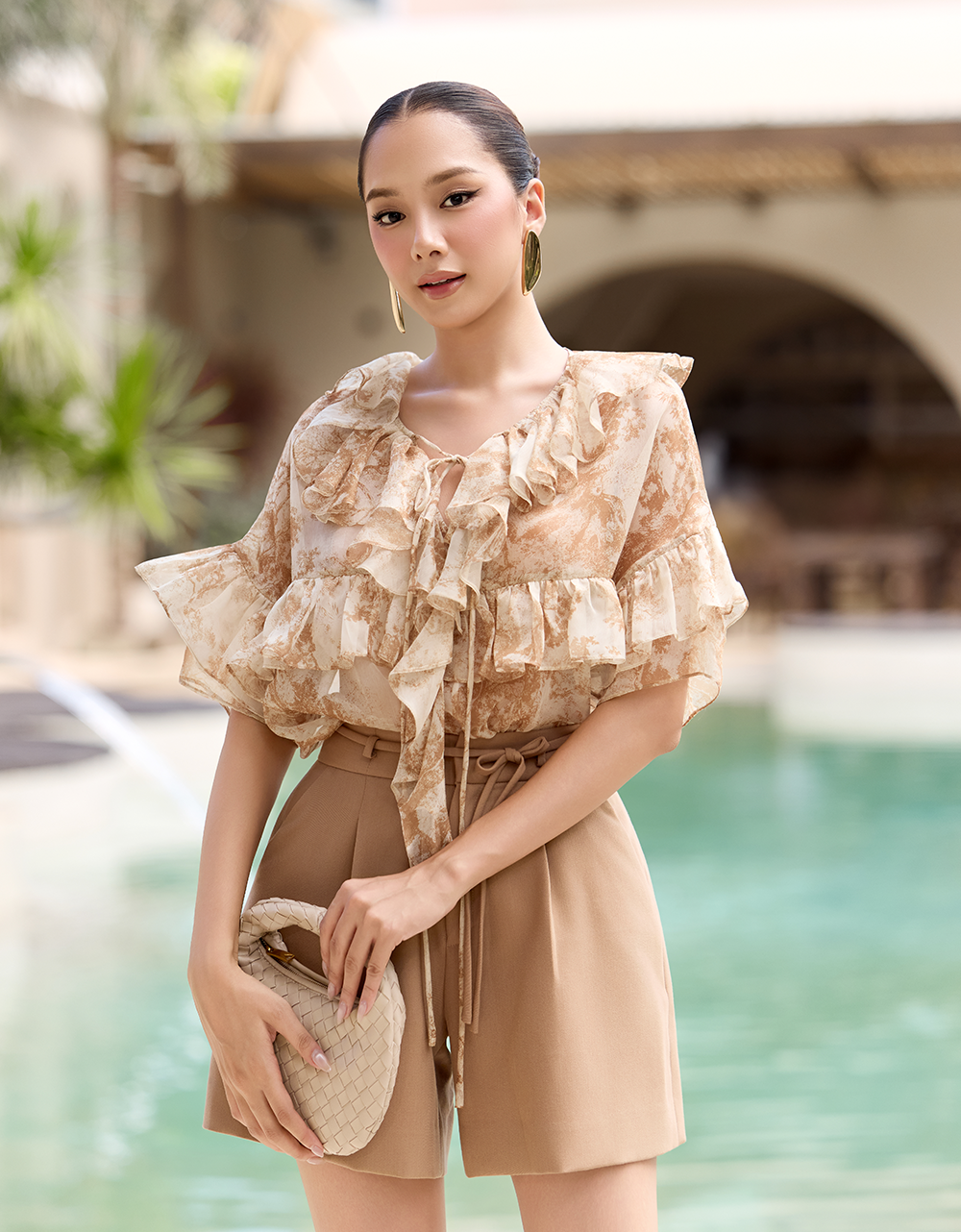  ÁO SƠ MI BÈO CỔ TƠ HỌA TIẾT 