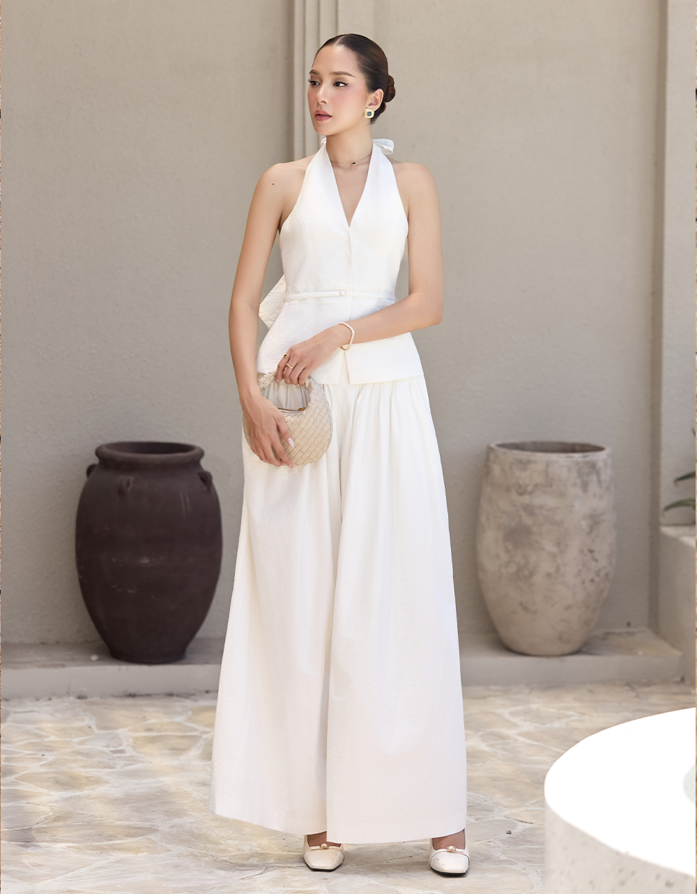  QUẦN TRẮNG XẾP LY CẠP LIỀN 