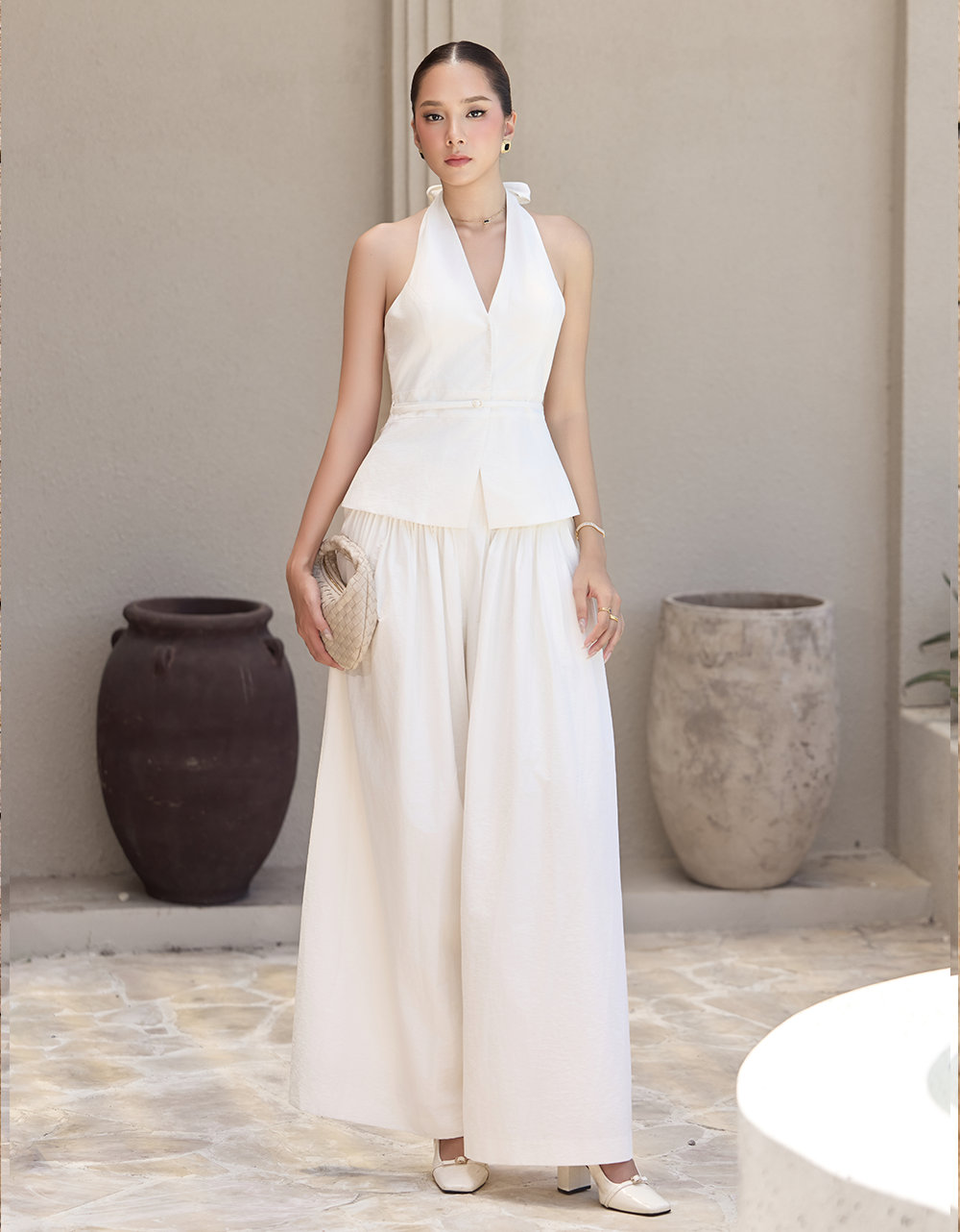  QUẦN TRẮNG XẾP LY CẠP LIỀN 