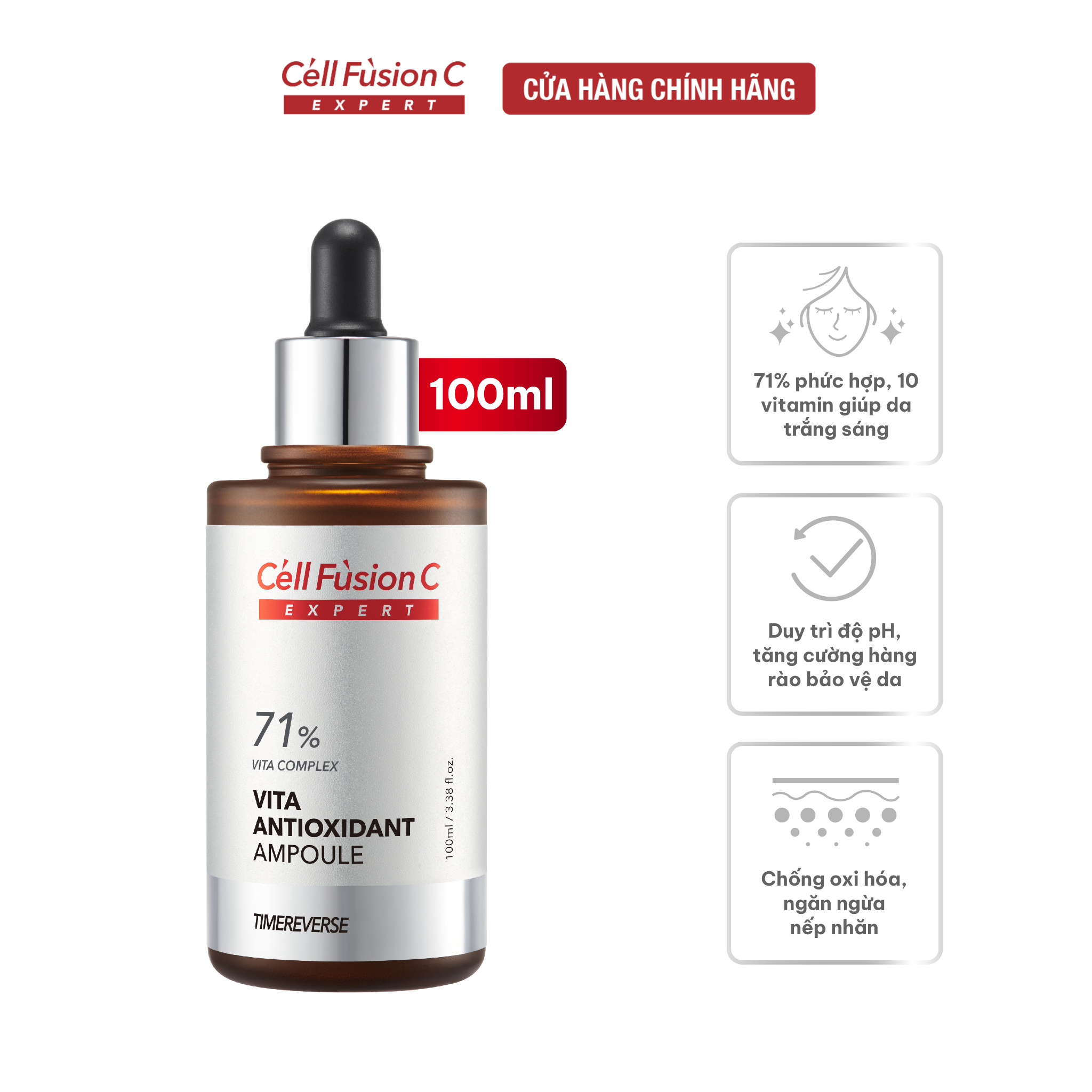  Ampoule Dưỡng Trắng Và Ngăn Ngừa Lão Hóa Cell Fusion C Expert Time Reverse Vita Antioxidant Ampoule 
