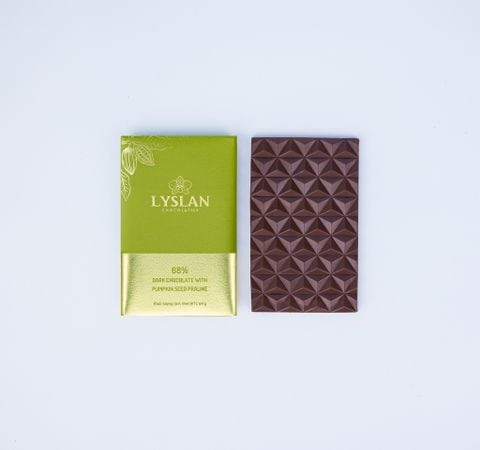 68% Dark Chocolate with Pumpkin Seed Praline 64g