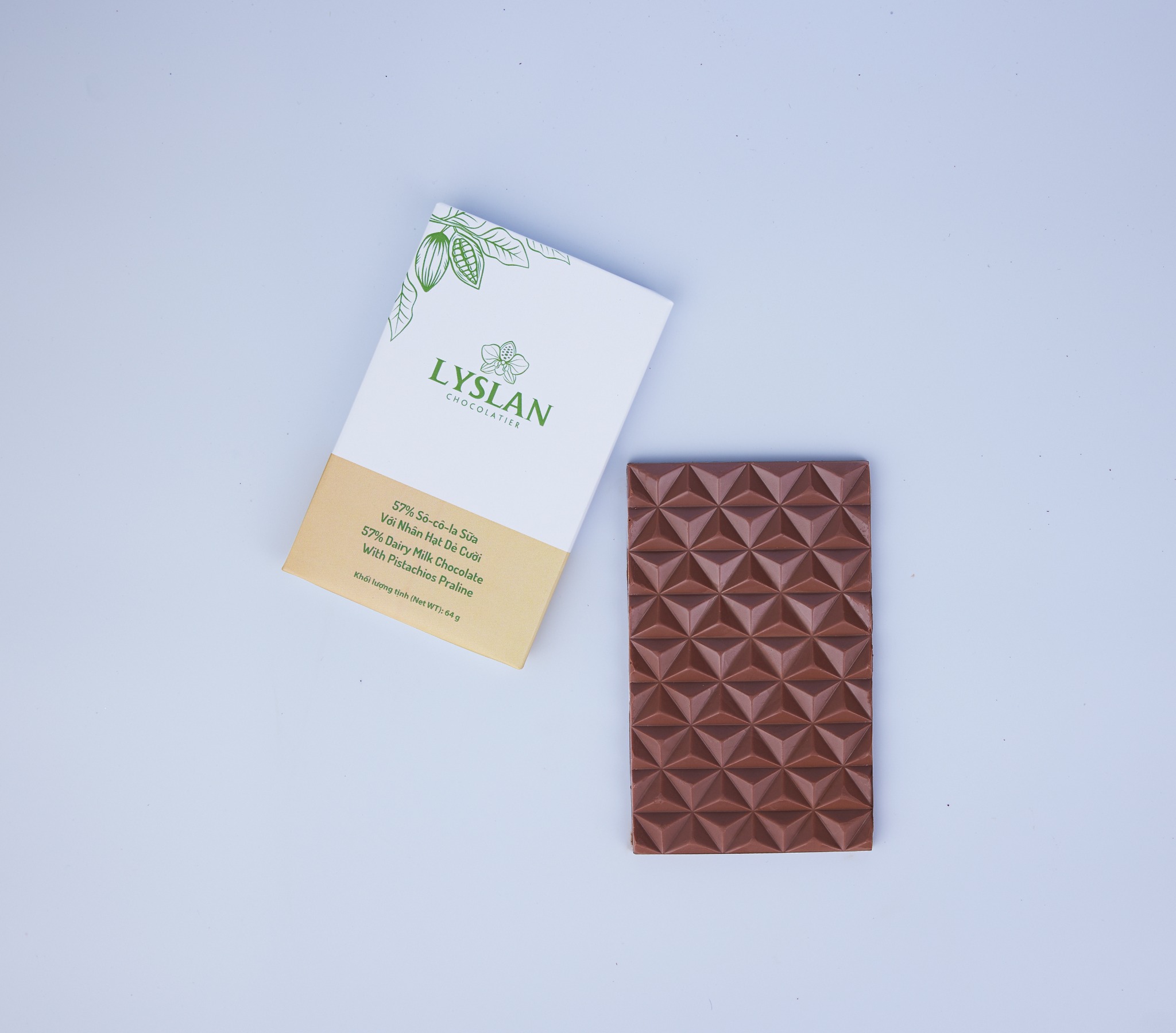 57% Dairy Milk Chocolate with Pistachios Praline 64g