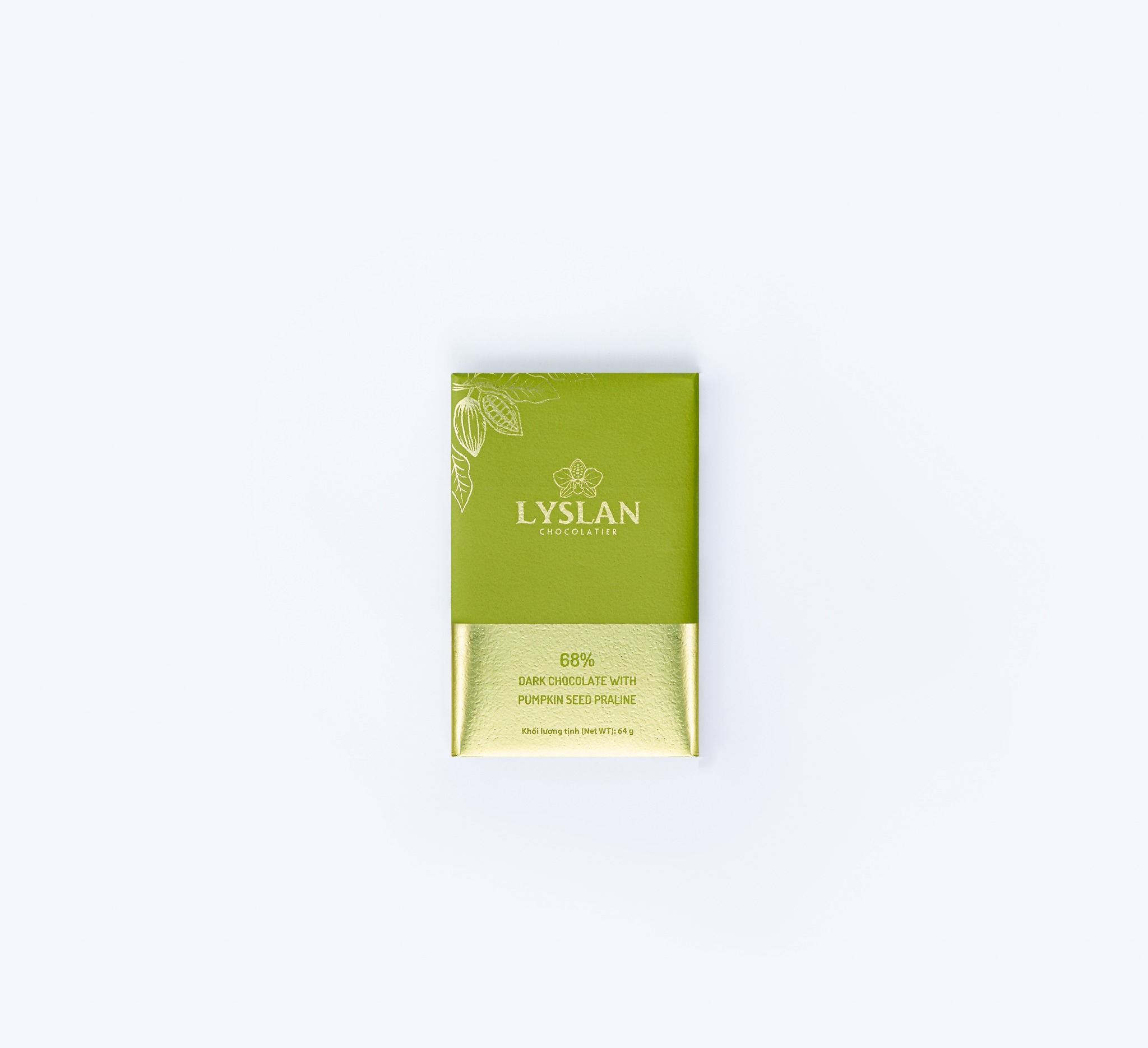 68% Dark Chocolate with Pumpkin Seed Praline 64g