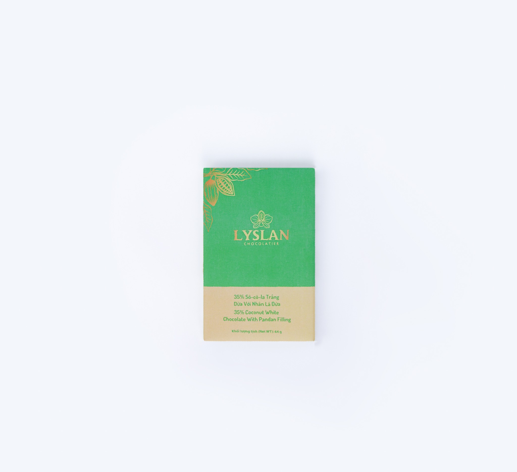 35% Coconut White Chocolate with Pandan Filling 64g