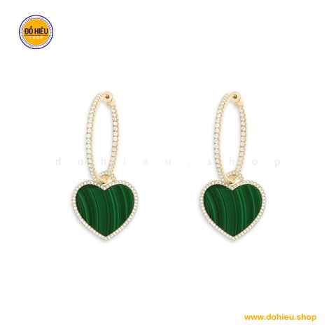 Bông tai khoen APM Monaco Malachite Heart Pave - Trang sức nữ công sở