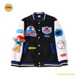 Áo khoác bóng chày thể thao 13DE MARZO X SESAME STREET COOKIE MONSTER BEAR dành cho nam & nữ