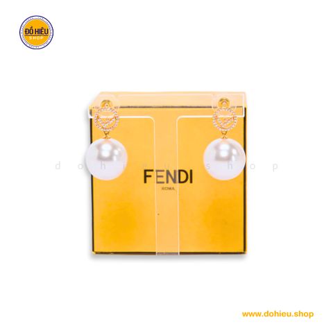 Bông tai Fendi F is Fendi Crystal Logo Pearl Drop Earrings - Trang sức nữ tiệc tùng
