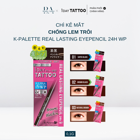 Chì kẻ mắt chống nước K-PALETTE Real Lasting Eyepencil 24h WP