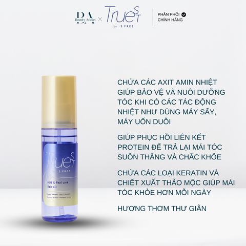 Tinh dầu dưỡng tóc chăm sóc tóc nhiệt Truest by S FREE Acid&Heat Care Hair Oil