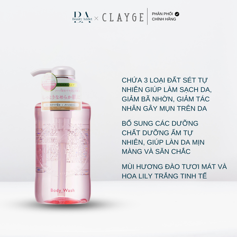 Sữa tắm dưỡng ẩm hương đào Clayge Body Wash M