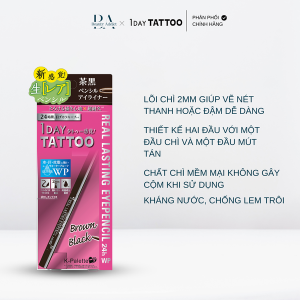 Chì kẻ mắt chống nước K-PALETTE Real Lasting Eyepencil 24h WP