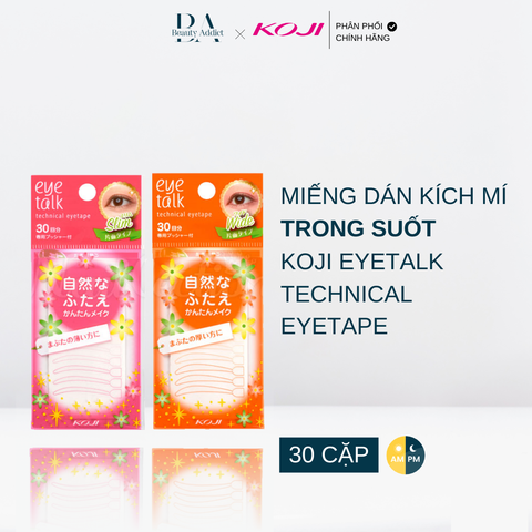 Miếng dán kích mí trong suốt KOJI EYETALK Technical Eyetape (Mỏng/Dày) - 30 cặp