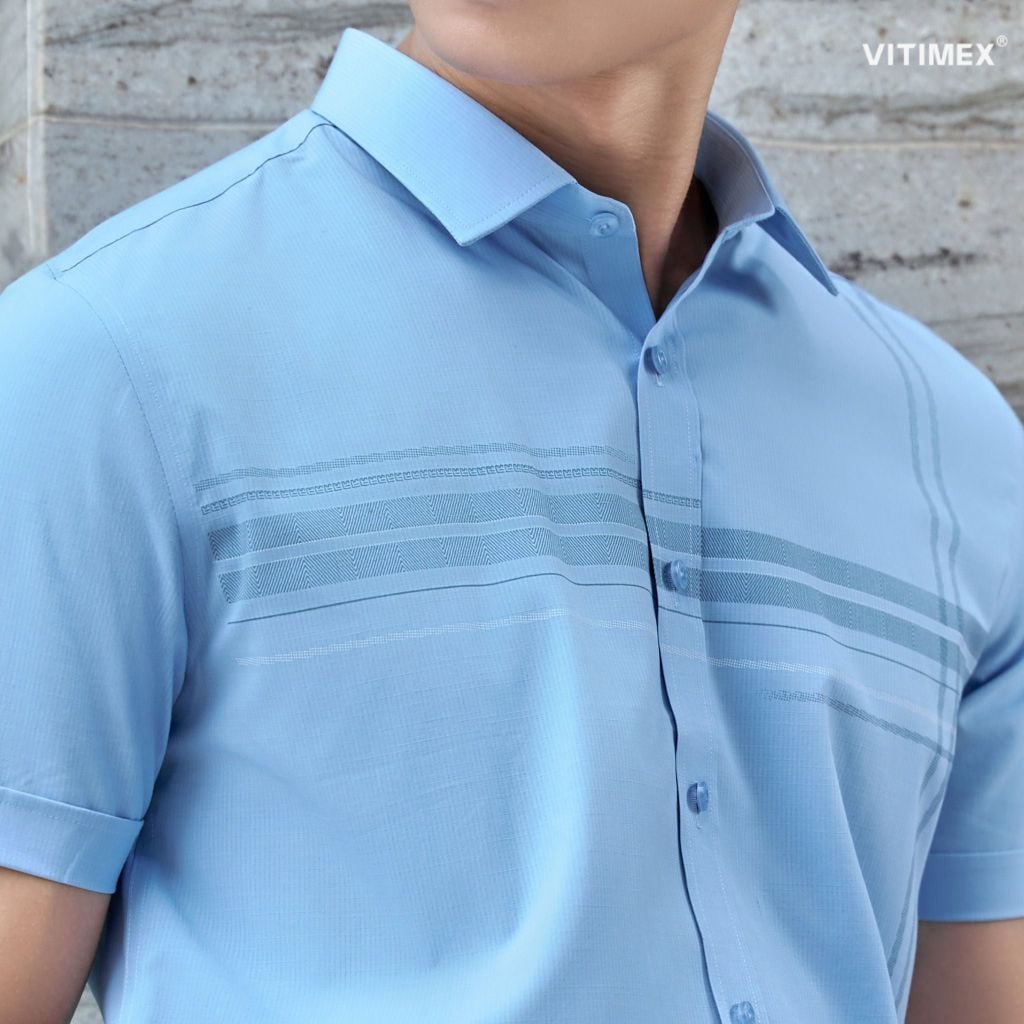 BST PTLL ÁO SƠ MI NGẮN TAY VITIMEX DÁNG ÔM VỪA SLIMFIT VẠT BẰNG ASB 7817