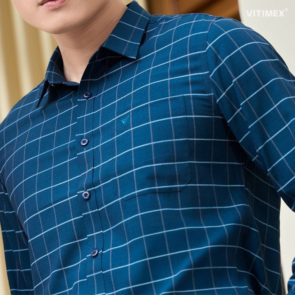 BST PTLL ÁO SƠ MI DÀI TAY VITIMEX DÁNG ÔM VỪA SLIMFIT ASD 7760