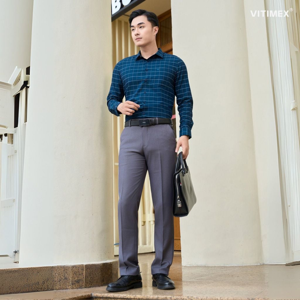 BST PTLL ÁO SƠ MI DÀI TAY VITIMEX DÁNG ÔM VỪA SLIMFIT ASD 7760