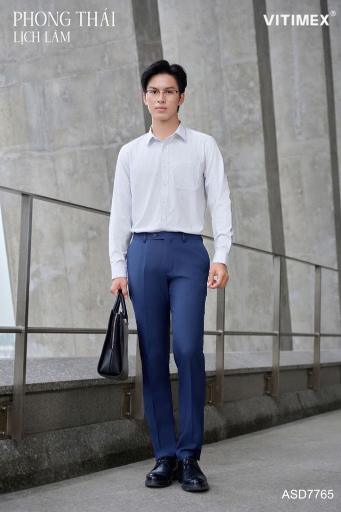 BST PTLL ÁO SƠ MI DÀI TAY VITIMEX DÁNG ÔM VỪA SLIMFIT ASD 7765