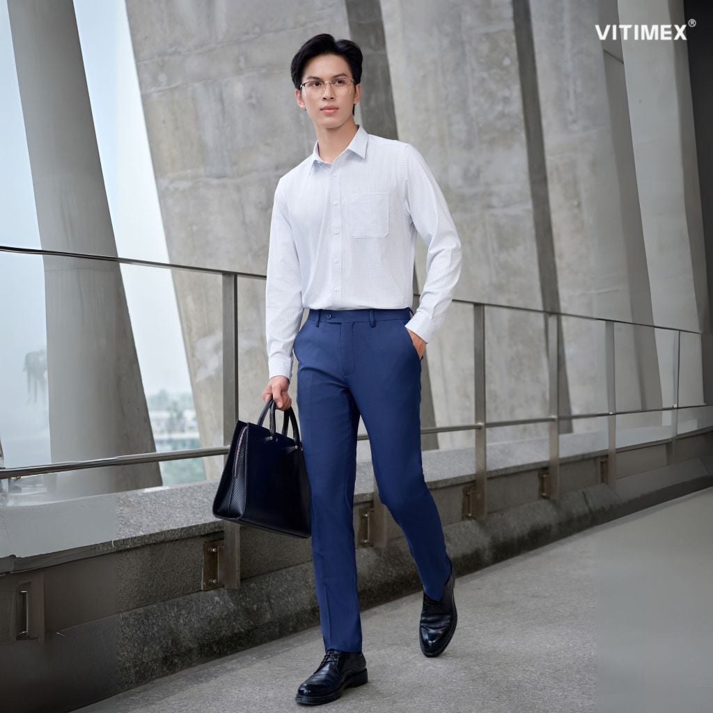 BST PTLL ÁO SƠ MI DÀI TAY VITIMEX DÁNG ÔM VỪA SLIMFIT ASD 7765