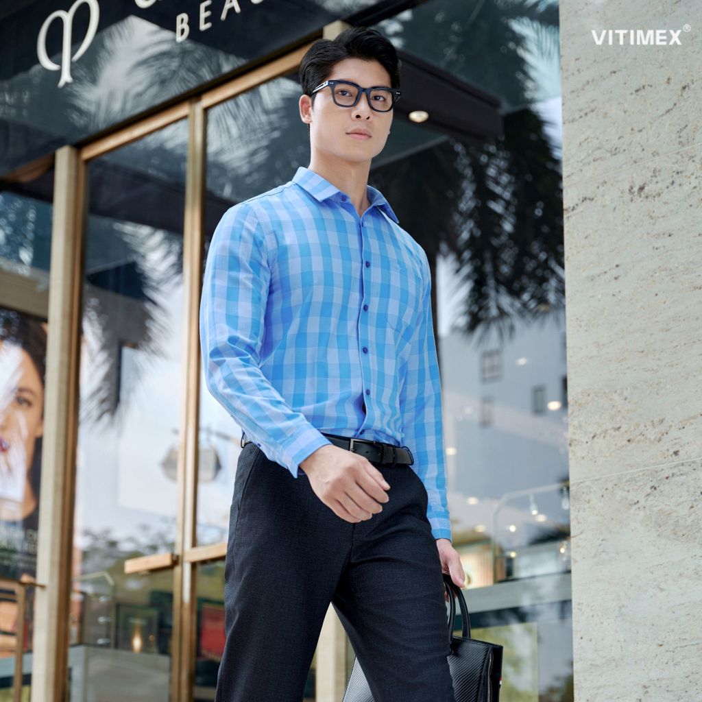 BST PTLL ÁO SƠ MI DÀI TAY VITIMEX DÁNG ÔM VỪA SLIMFIT ASD 7769
