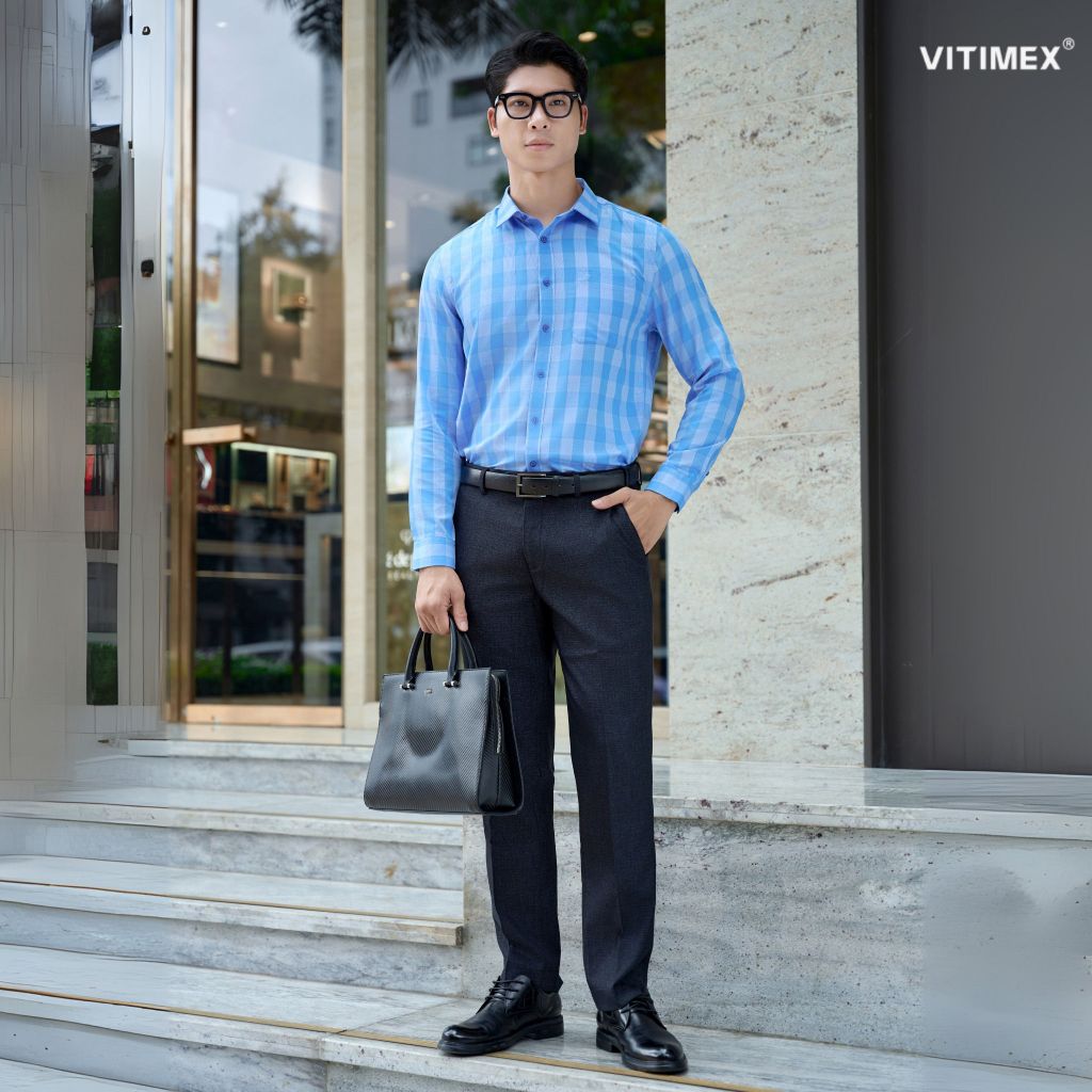 BST PTLL ÁO SƠ MI DÀI TAY VITIMEX DÁNG ÔM VỪA SLIMFIT ASD 7769