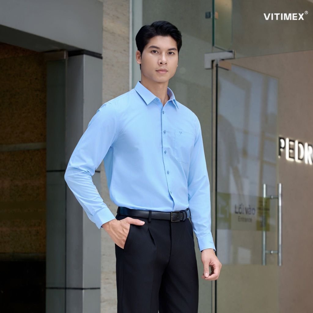 BST PTLL ÁO SƠ MI DÀI TAY VITIMEX DÁNG ÔM VỪA SLIMFIT ASD 7785