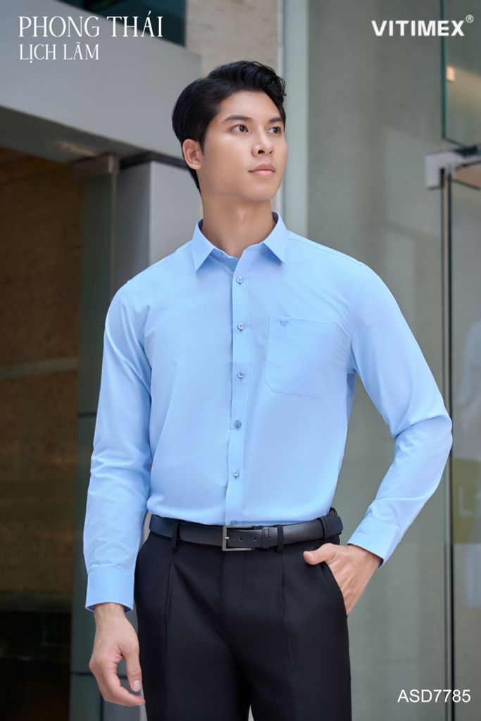 BST PTLL ÁO SƠ MI DÀI TAY VITIMEX DÁNG ÔM VỪA SLIMFIT ASD 7785