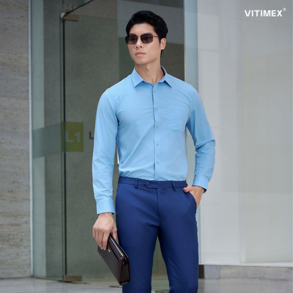 BST PTLL ÁO SƠ MI DÀI TAY VITIMEX DÁNG ÔM VỪA SLIMFIT ASD 7839