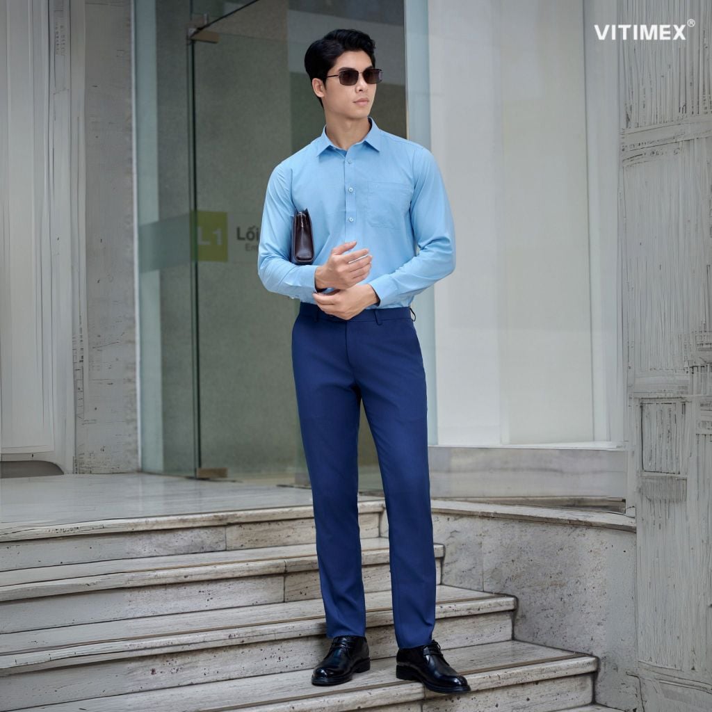 BST PTLL ÁO SƠ MI DÀI TAY VITIMEX DÁNG ÔM VỪA SLIMFIT ASD 7839