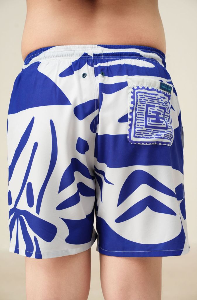 Quần short đi biển nam Blue Stamp màu trắng