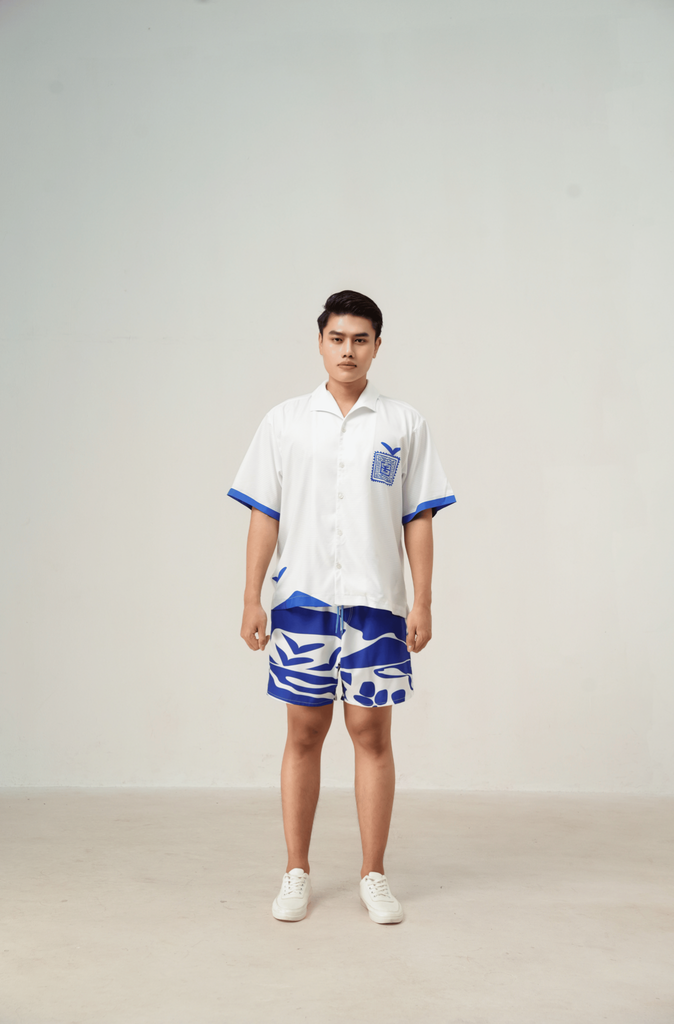 Set đồ đi biển nam Blue Stamp màu trắng